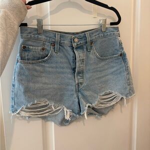 Levi's Light Blue Distressed Jean Shorts